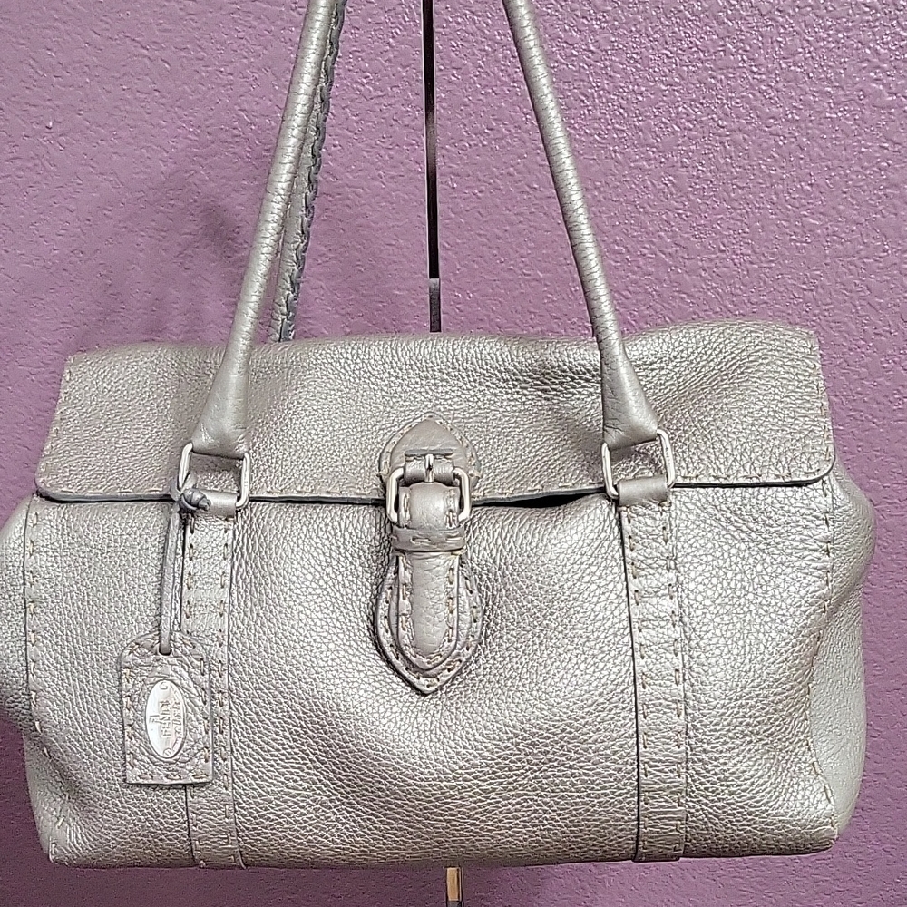 Fendi Selleria Silver/Grey Leather Bag